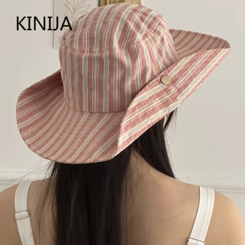 Travel Accessories Kmart - Chapeau Bob Rayé Simple Style Coréen