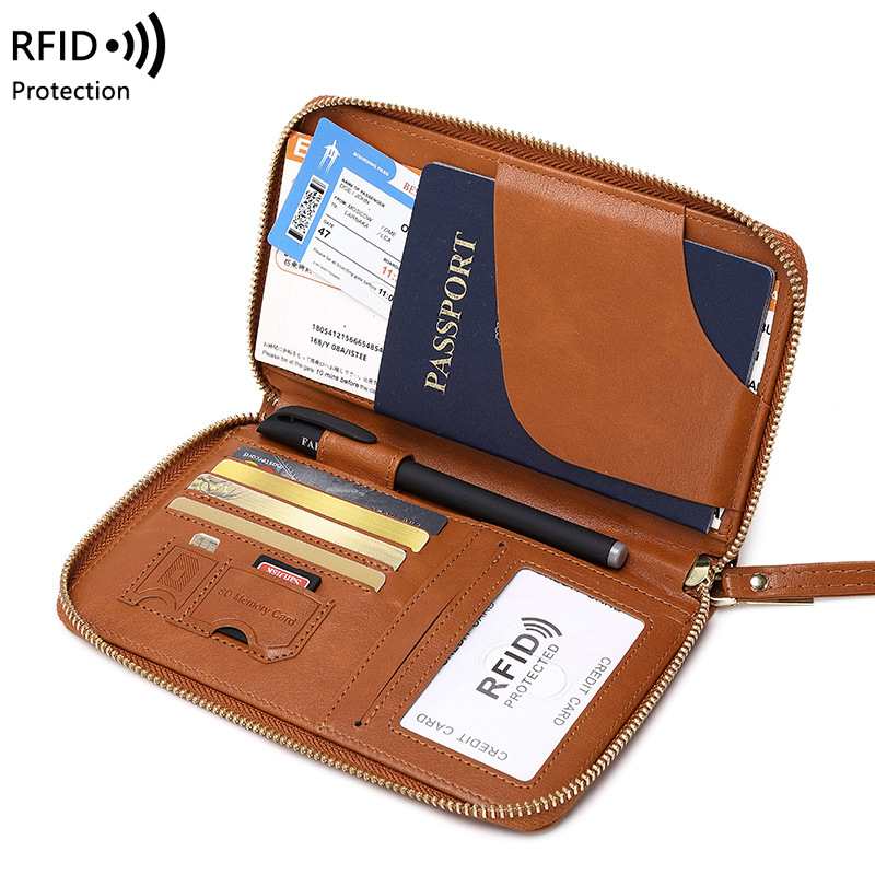 Travel Accessories Essentials - Couverture de passeport en cuir, blocage