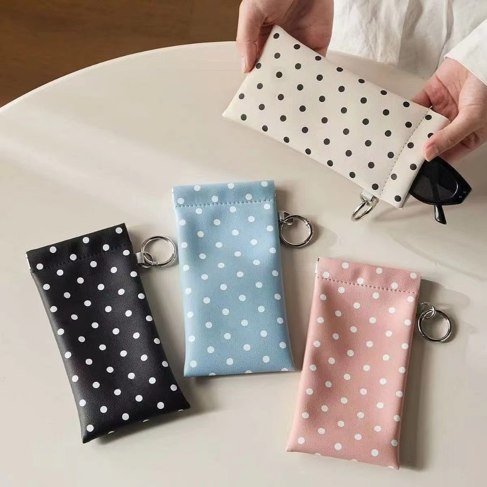 Travel Accessories Pouch For Women - Pochette à lunettes à pois avec