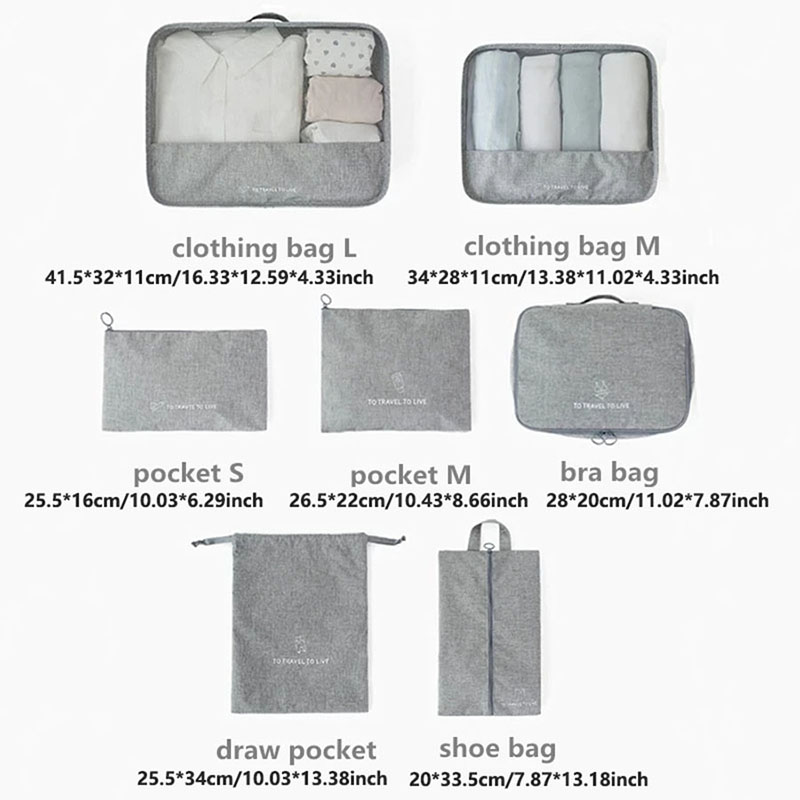 Ensemble de 7 cubes de rangeme - Travel Accessories Pouch For Women avis et prix